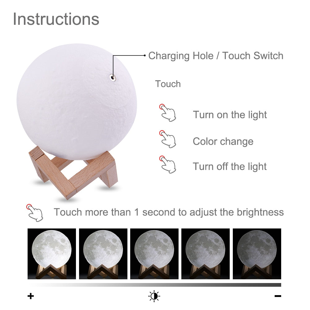 SPACELED | 3D Moon Lamp Print